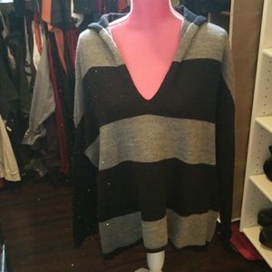 grey and black striped sweater